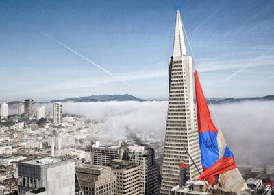 Impossible Sailing Renegade Sailing San Francisco Transamerica Building and spinnaker