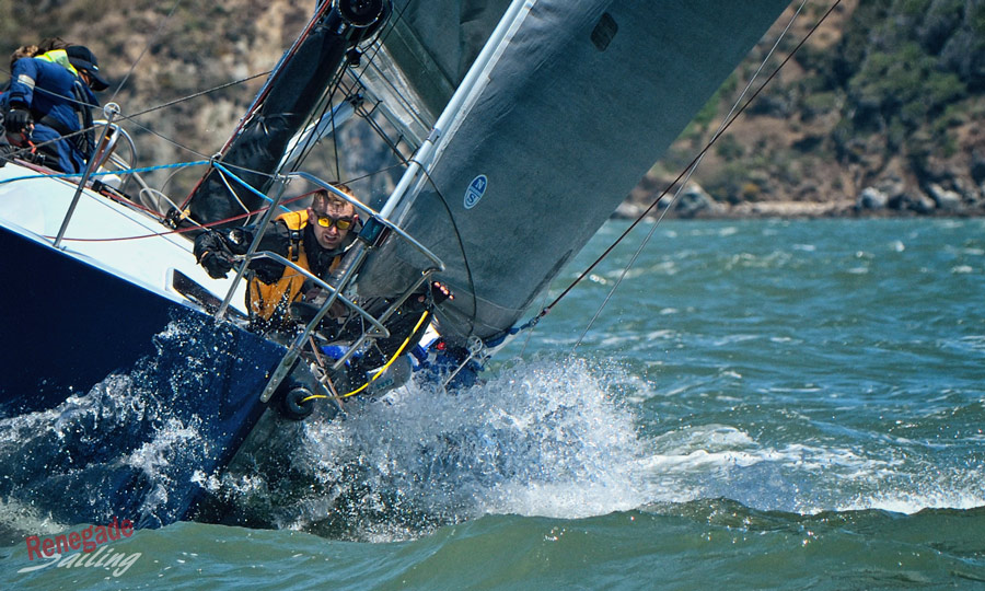 Westpoint Regatta 2023 bow sharp foredeck in waves Renegade Sailing websized SF background