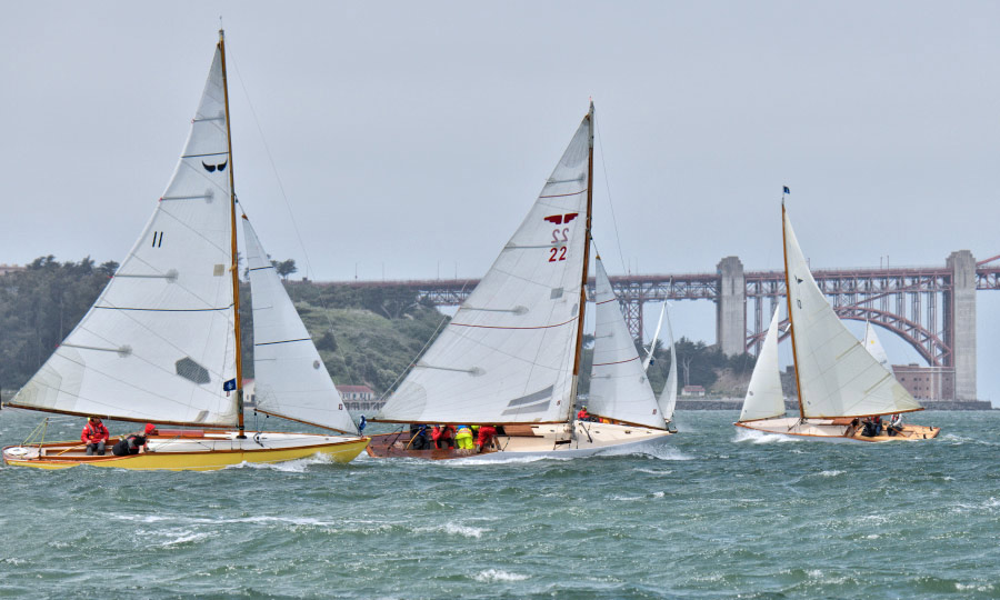 Master Mariner Regatta 2024 Renegade Sailing Martha Blanchfield wooden boats Bird boats and Golden Gate Bridge